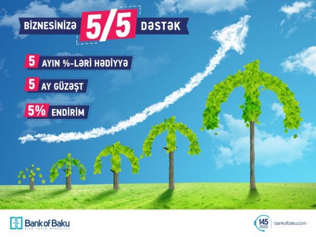 Bank of Baku-dan BİZNESİNİZƏ 5/5 DƏSTƏK!