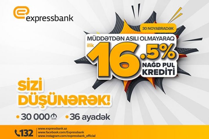 İllik cəmi 16,5% ilə nağd pul krediti mümkündür!