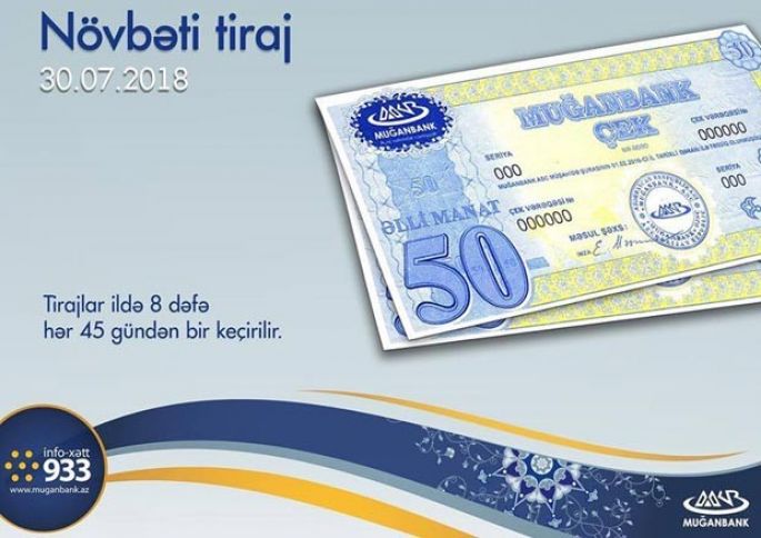 “Muğanbank Çek” üzrə 19-cu tiraj keçiriləcək