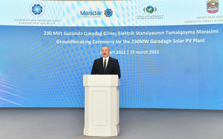 Qaradağda iri Günəş Elektrik Stansiyasının təməli qoyuldu