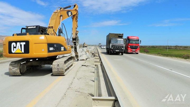 Quba-Bakı yolunun yenidən qurulması işləri sürətlə davam etdirilir
