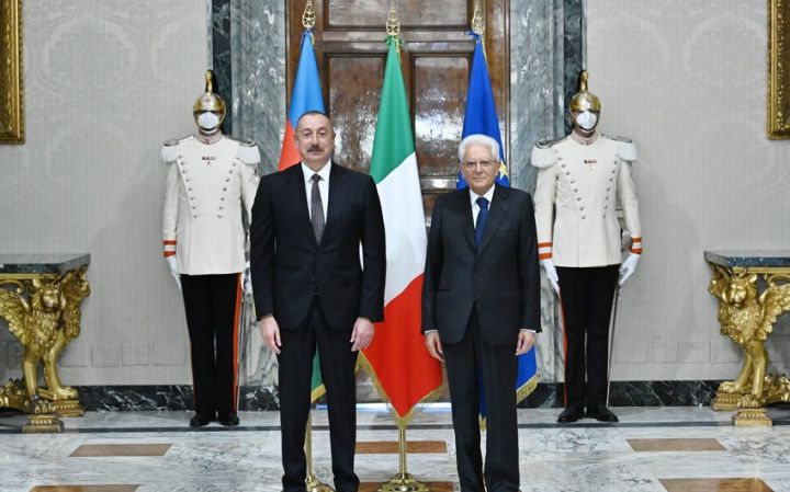 Prezident İlham Əliyev İtaliya Prezidenti Sercio Mattarella ilə görüşüb