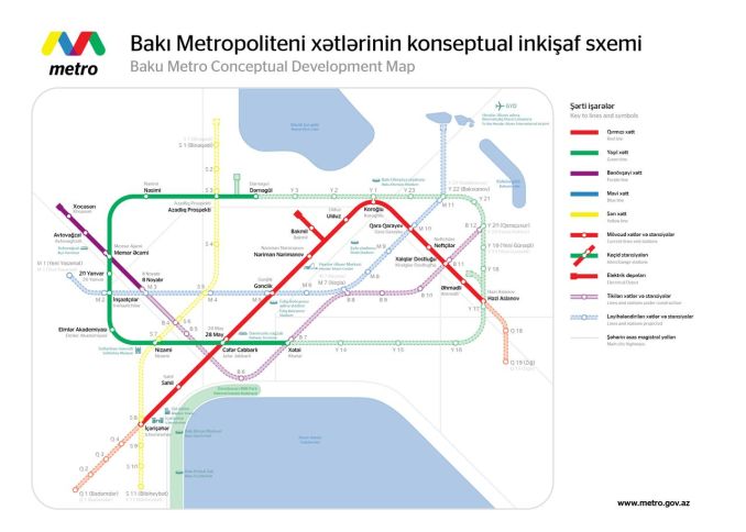 "10 stansiya “Bənövşəyi xətt”in Babək prospektinə qədər və “Yaşıl xətt”in isə “Həzi Aslanov” stansiyasına qədər uzadılmasıdır"