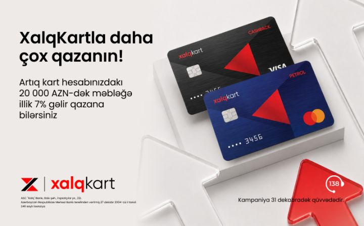 XalqKartda faiz hesablanan qalıq məbləği artırıldı