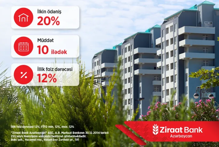 "Ziraat Bank Azərbaycan Sumqayıt" "Bulvar Residence" layihəsi üzrə partnyor daşınmaz əmlak krediti kreditini təqdim edir