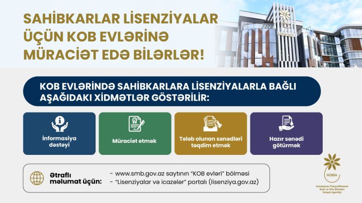 Lisenziya almaq istəyən sahibkarların işi asanlaşdı - Lisenziya prosesi KOB evlərində