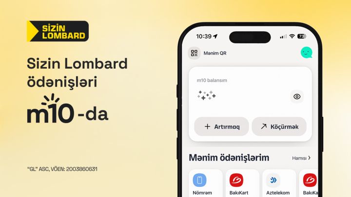 “Sizin Lombard” ödənişləri “M10”-da