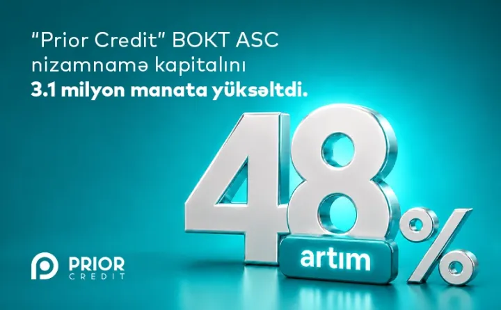 “Prior Credit” BOKT ASC nizamnamə kapitalını 48% artıraraq 3,1 milyon manata çatdırıb
